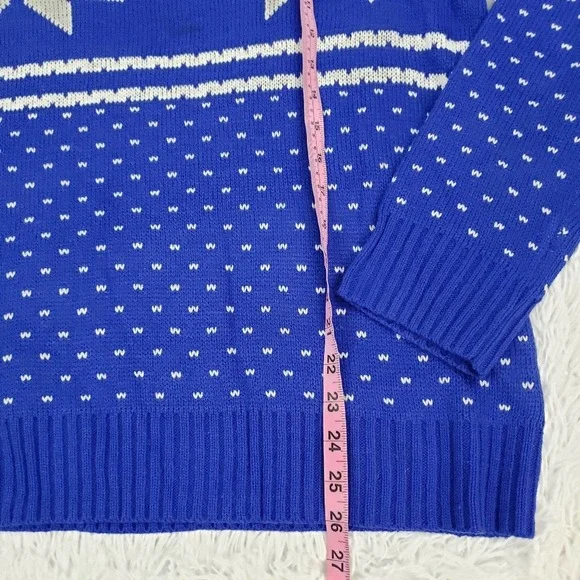 POL blue winter holiday sweater size large - Picture 7 of 12